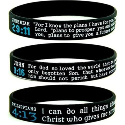 1PCS Scripture Christian bible Jeremiah 2911 John 316 Philippians 413 sport silicone rubber bracelet wristband
