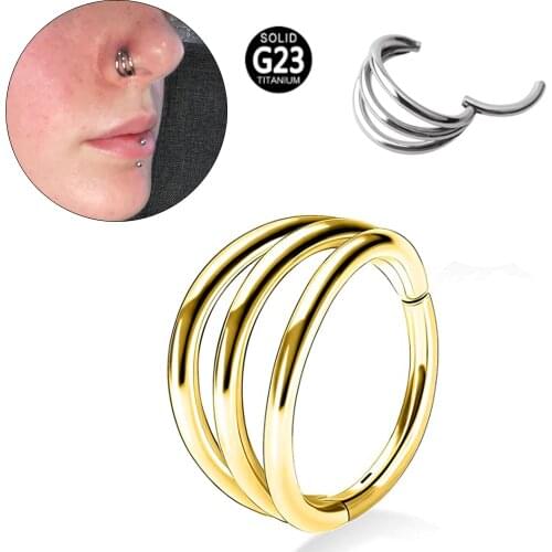 1Pc G23 Titanium 3 Fans Out Design Ear Cartilage Tragus Helix Lip Piercing Nose Studs Body Jewelry Hinged Segment Nose Ring