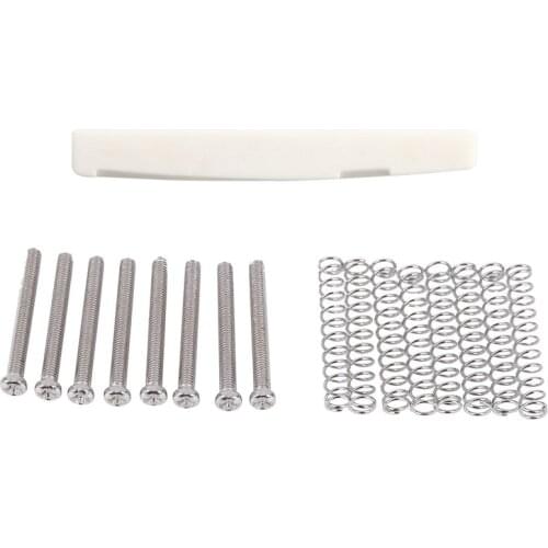 1pcs Saddle Bridge Bone Bone Guitar Saddle & 8Pcs M3X30MM Electric Guitar Humbucker Pickup Screw and Springs - Silver