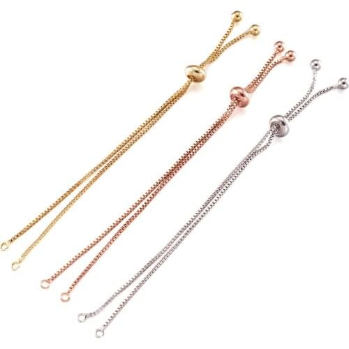 10pcs Brass Cubic Zirconia Adjustable Chains Bracelet Slider Bracelets for DIY Jewelry Bracelets Making Decor 110-120mm