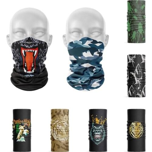 3D Men Headscarf Funny Shark Tiger Animal Elastic Headband Dustproof Summer Neck Gaiter Magic Sports Hip-Hop Bandana Kerchief