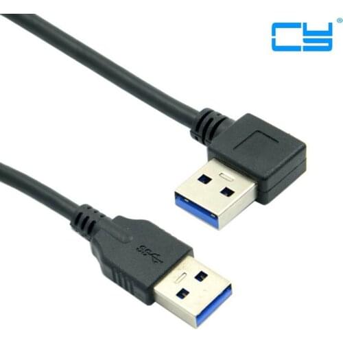 5pcs 90 Degree Right Angled USB 3.0 USB3.0 A Type Male to Straight A Type Male Data Cable 40cm