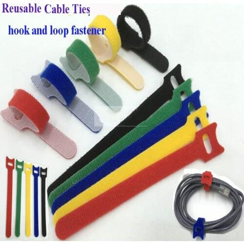 50pcs Wholesale 12*200mm Nylon Reusable Cable Ties with Eyelet Holes back to back cable tie nylon hook loop fastener management