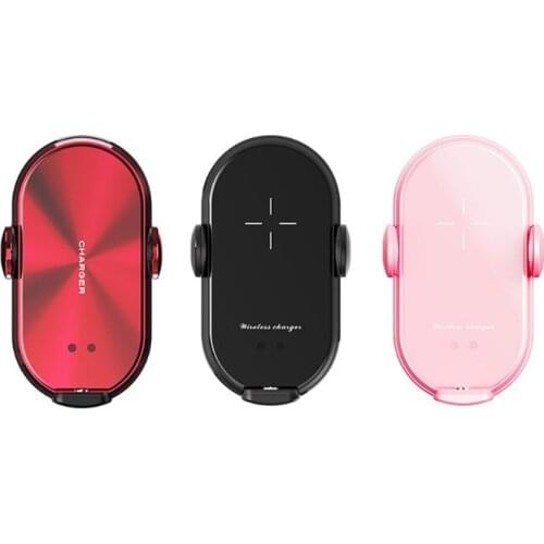 Auto Clamping 10W Car Wireless Charger Air Vent Phone Mount Holer with 3pcs Magnetic Plug for i-phone Mobile Cellphones