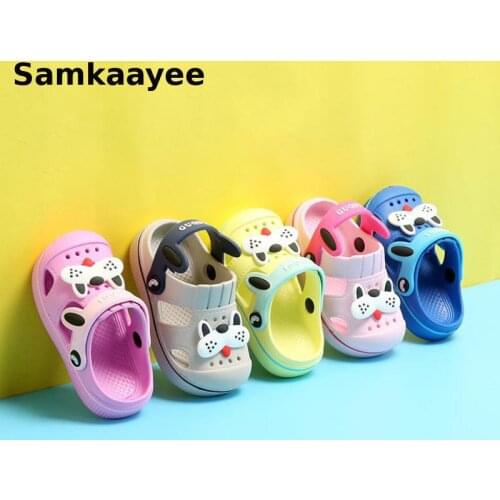 2-8y Kids Mules Clogs Summer Boys Girls Cartoon Dog Sandals Toddler Slippers Non-Slip Beach Flat Children Indoor Garden Shoes 13