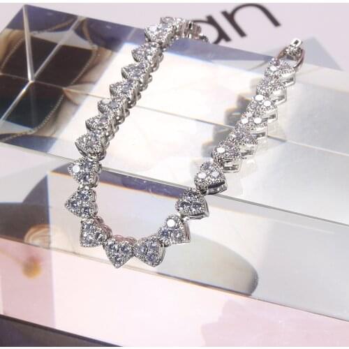 Women Bracelet Heart Heart Shaped Inlaid Cubic Zirconia Bracelet Love Bracelet Fashion Accessories Give Surprise Birthday Gifts
