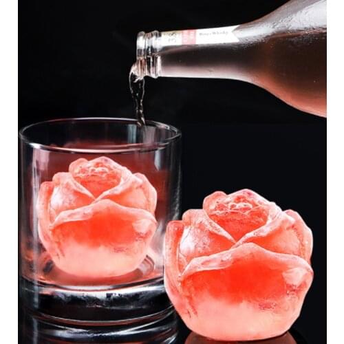 Ice Cube Form Silicone Rose Shape Icecream Mold 3D Ice Cream Ball Maker Reusable Cocktail Mould Bar Tools Keep Drinks Cold