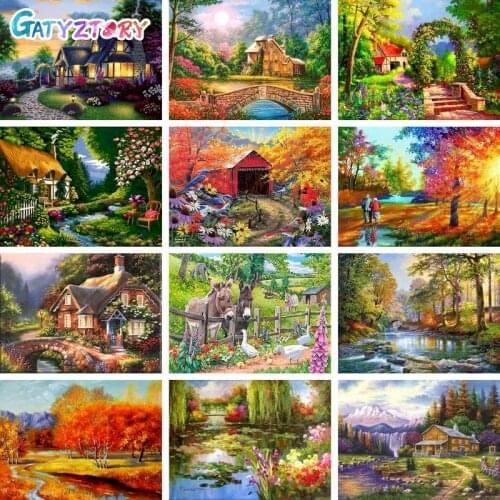 GATYZTORY DIY Pictures By Number Landscape Kits Painting By Numbers Drawing On Canvas Hand Painted Paintings Home Decor Gift