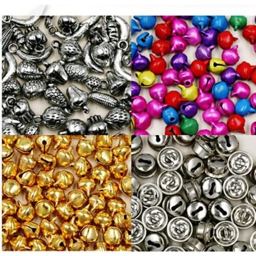 Hot! Approx 50-100pcs Fit Festival Jewelry Pendants Charm Beads Multicolor Gold/Rhodium Jingle Bell Small Bell For DIY Making