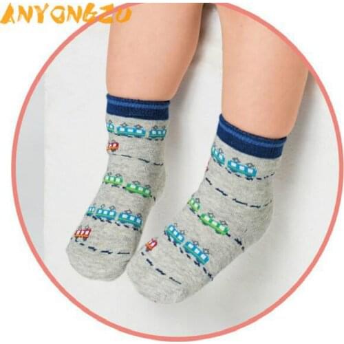2020 Autumn Winter Boys Socks Car Pattern Lovely Safe Comfort Cotton Anti Skid Soft Cartoon Children Sock 7pair/lot
