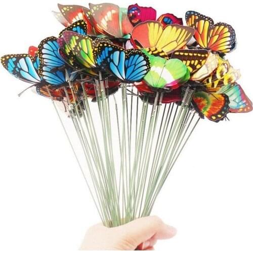 15Pcs Artificial Simulation Butterfly Stakes Garden Yard Plant Lawn Home Balcony Wedding Decoration