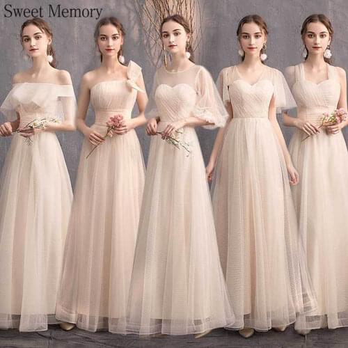 J7100 Sweet Memory Lady 2021 Champagne Tulle Evening Dresses Women Wedding Guest Dress Floor Length Gradution Party Prom Gown
