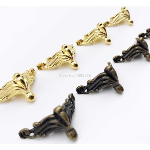 4pcs Mini Small Vintage Jewelry Chest Gift Wine Wooden Box Case Decorative Feet Leg Corner Protector Cover Support Bracket