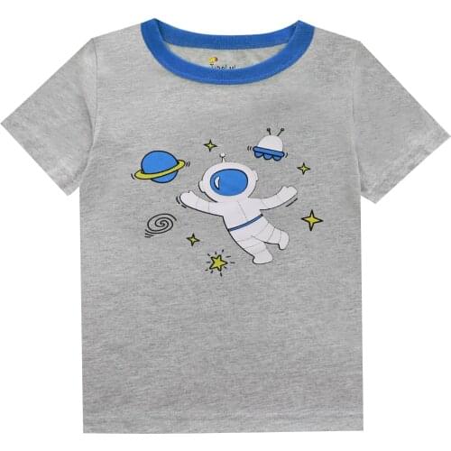 Summer Boys tShirt Cartoon Kids Astronaut Short Sleeve T-shirts Girls cotton Undershirts Baby Print Shirts for Children Clothing