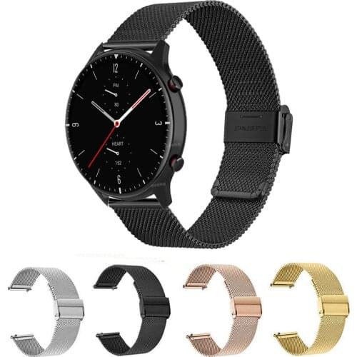 For GTR 2 Metal Watchband Strap For Huami Amazfit GTR 2E/GTR 47mm/Stratos 3 2 2S/Pace Bracelet Milanese Replace Wristband Correa