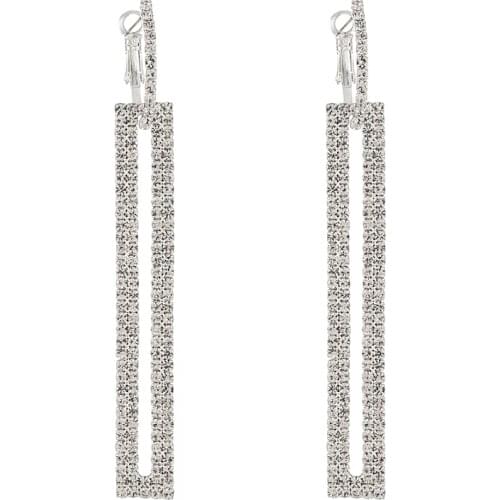 YFJEWE Fashion Long Drop Earrings Luxury Gold Silver Color Rectangle Rhinestone Earring for Women Party Jewelry Gift E550