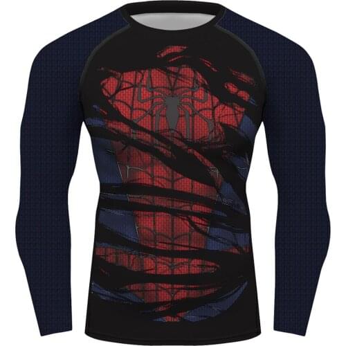 Mens Hero Personality Long Sleeve Breathable Quick Drying Elastic Clothing Rash Guards