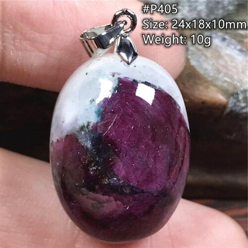 Natural Ruby Zoisite Tumbled Pendant Jewelry For Women Men Healing 35x24x14mm Beads Crystal Stone 925 Sterling Silver Gemstone