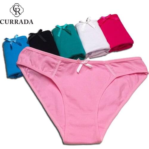 6 Pieces/lot Underwear Women panties Cotton briefs Plain underpants low waist sexy knickers cute intimate female panty Woman