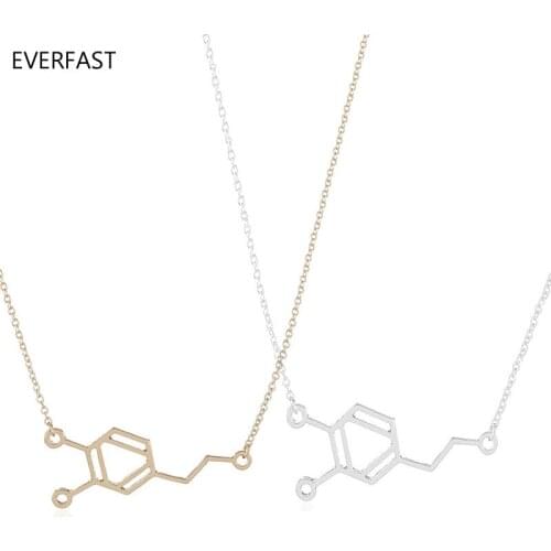 Wholesale 10pc/lot Dopamine Molecule Necklace Silver Gold Color Chemistry Pendants&Necklaces Unique Minimalist Jewelry