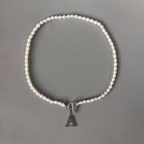 Fashion Simple Silver-color Letter Natural Pearl Necklace For Women Custom Letter Pendant Jewelry Unique Gift For Friend бижутер