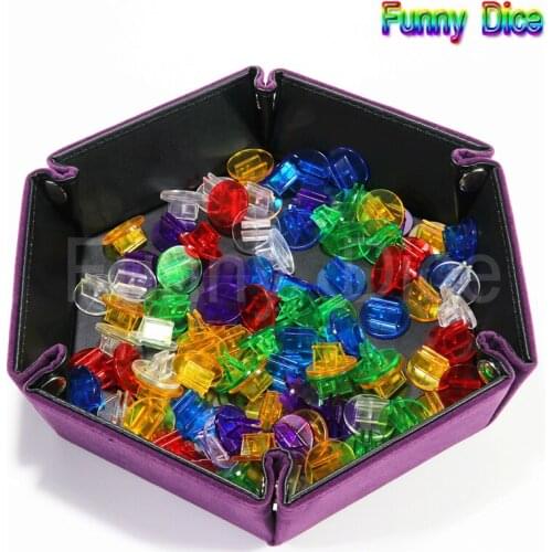 6 Colors PU Leather Tray Double-sided Use Soft Velvet Portable Folding Storage Box Accessory Favorites Dices Boardgame