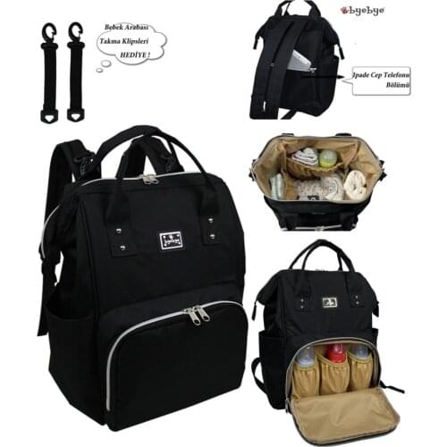 Paris Mother Baby Care Backpack-black biberon carry erasable big capacity travel care bag