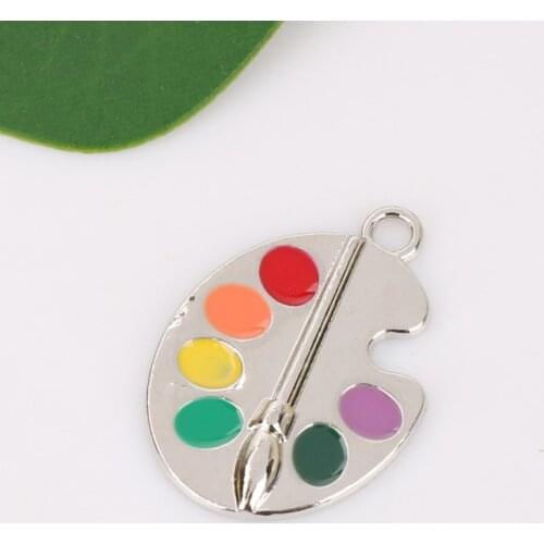 10pcs/pack Color Painting Draw Handmade Craft Metal Charms Earring Keychain DIY Jewelry Making Zinc Alloy Silver Color