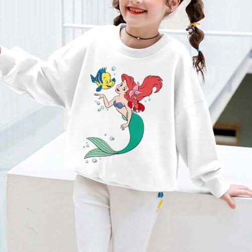 Disney Boys and Girls Hooded Sweater Cute Princess Printed Cartoon Long-sleeved Hoody Kids Fashion Shirt Children Clothing
