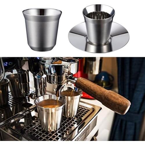 80/160ml Useful Double Wall Heat Insulation Stainless Steel Espresso Coffee Vacuum Cup Coffeeware