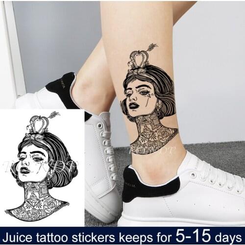 Waterproof Temporary Juice ink Sticker Ancient Egyptian Ancient Greek Queen Princess Fruit Gel Long lasting Tattoo for Men Women