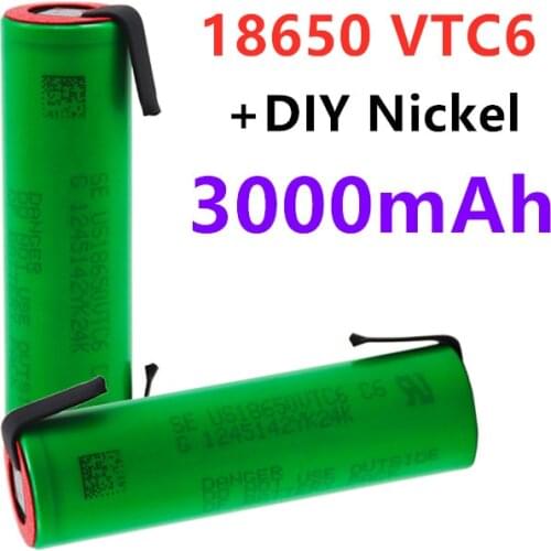 VTC6 3.7V 3000mAh 18650 Li-ion Battery 30A Discharge for US18650VTC6 Tools batteries+DIY Nickel sheets