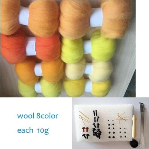 WFPFBEC 70S wool for felting 100% wool merino felt in needlework wool roving DIY set 10g/bag 8colors
