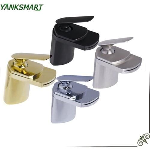 YANKSMART Bathroom Faucet widespread Waterfall Spout Mixer Solid Brass Mixers Chrome & Nickel & ORB & Gold Taps