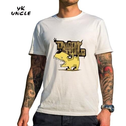 YK UNCLE Brand 2017 New Arrival Casual 100% Cotton Short Sleeve Men T-shirt Funny Lovely Catoon Dog Letter Printed Mens T Shirt