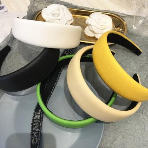 The summer 2020 brand female headband Luxury Italian series high quality neon PU leather wide and thick headband