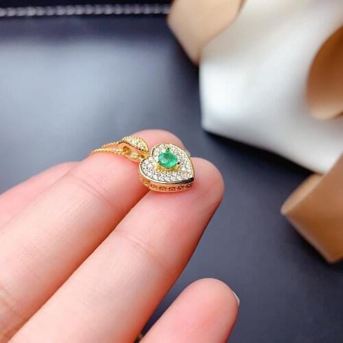 SHILOVEM 925 sterling silver Natural Emerald Pendants classic fine Jewelry women wedding new wholesale 3mm mz0303884agml