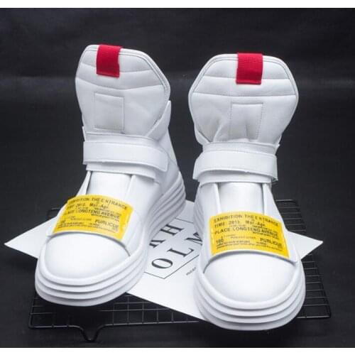 Winter Luxury Mens white buckle leather leisure Shoes loafers Men High Top Sneakers tenis masculino ankle boot zapatos hombre