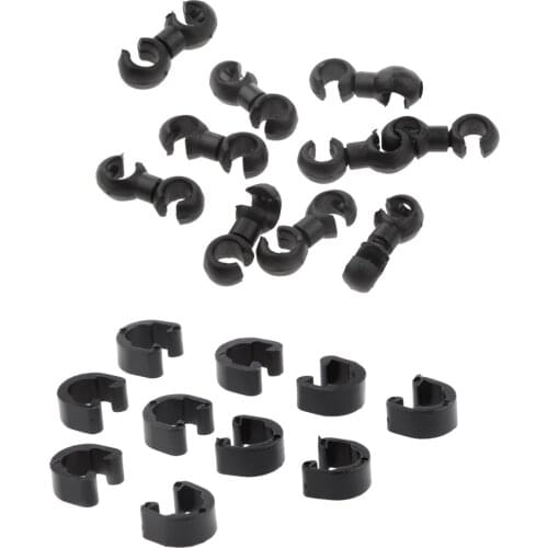 10Pcs Bicycle Buckle Hose C-clips Brake Gear Cable Housing Guide + 10Pcs Black