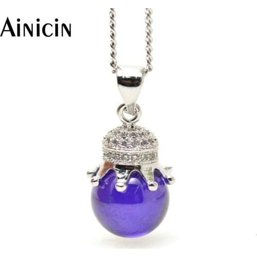 10pcs High Quality Purple Zircon Calabash Shape Pendant Silver Plated Rhinestone Setting 18'' Chain Fashion Women Necklace