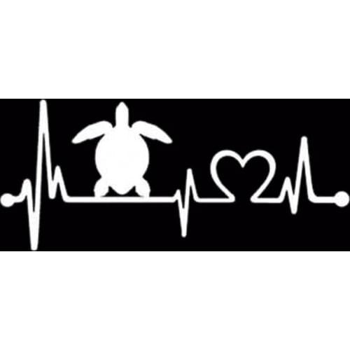 20.4cm * 8.9cm Car Sticker Turtle Heartbeat Lifeline PVC Waterproof and Sun Protection Sticker Black/silver