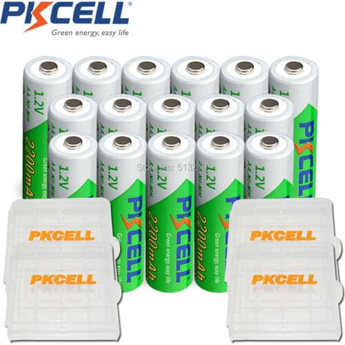 24PCS PKCELL 2200mah AA 1.2V prcharge battery NIMH Rechargeable battery aa batteries pack with 6pcs AA battery box holder