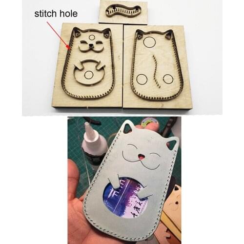 3pcs Japan Steel Blade DIY leather craft cute cat card holder bag die cutting knife mould hand machine punch tool set 115x78mm