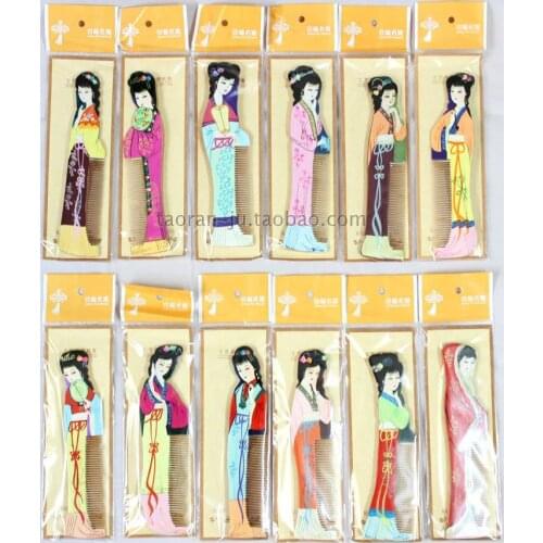 Novelty Design Hand-Painted Wood Combs Party Favor Decorative Chinese Vintage Handicraft English description 60 pcs/lot