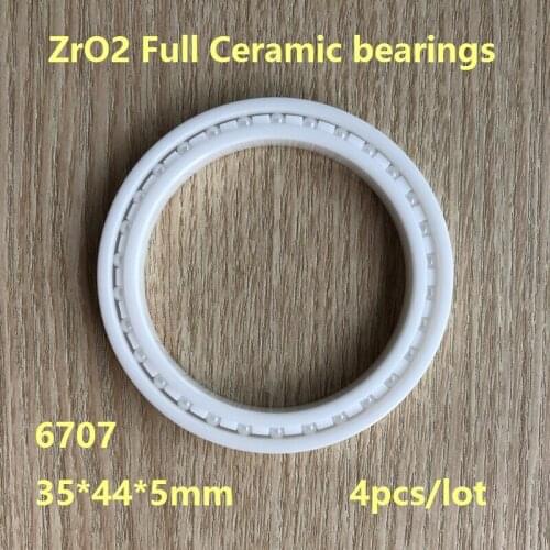 4pcs/lot 6707 35*44*5 mm Zirconia Ceramic deep groove ball bearings ZrO2 Full Ceramic bearings 35×44×5 mm