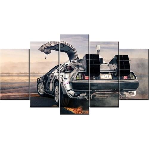 5 Pieces Canvas Wall Art DeLorean Back to the Future Paintings HD Printed Posters Modular Pictures For Living Room Decor