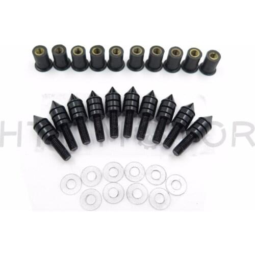 Aftermarket free shipping motorcycle parts Windshield Spike Bolts Nuts Screw for Yamaha Kawasaki Ducati Honda Suzuki BLACK