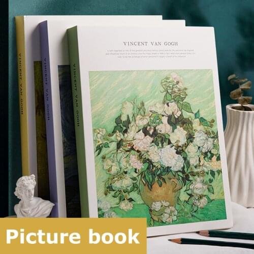 128 sheets thick 16K sketch book art student special use adult beginner drawing book blank paper 32K van Gogh rose