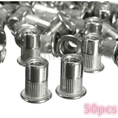 Aluminum Rivet Nut M6 Rivet Nut Flat Head Threaded Rivet Insert Nutsert 304 Stainless Steel