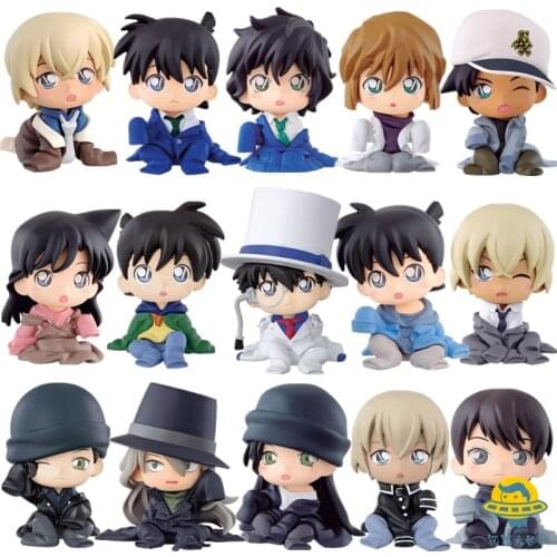 Bandai Q-Version Gashapon Cashapon Detective Conan Case Closed Gin Shinichi Ran Masumi Model Anime Figures Collect Ornament